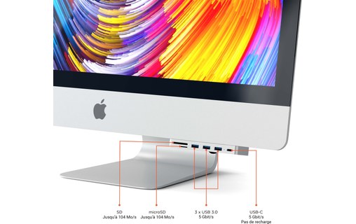 Satechi Aluminium Type-C Clamp Hub Pro argent - Hub USB-C pour iMac / iMac Pro