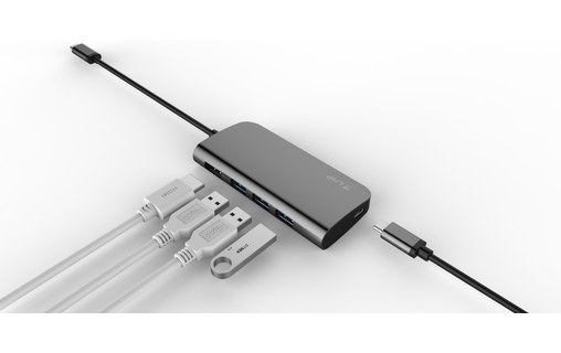 LMP USB-C Video Hub gris sidéral - Dock USB-C vers HDMI, USB 3.0 et USB-C
