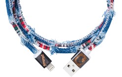 PlusUs LifeStar Premium Denim Checks - Câble Lightning vers USB 1 m
