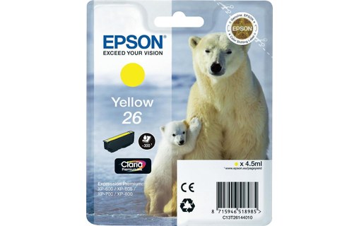 Epson 26 Jaune - 300 pages pour Expression Premium XP-510/600/615/710/750/800