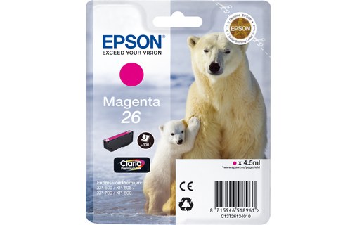 Epson 26 Magenta - 300 pages pour Expression Premium XP-510/600/615/710/750/800