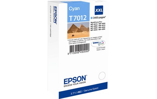 Epson Encre Cyan XXL pour WP 4015DN/4095DN/4515DN/4525DNF/4595DNF 3400 pages