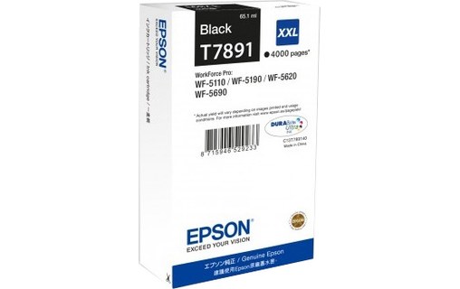 Epson T7891 - Encre Noire XXL pour WF-5110/WF-5190/WF-5620/WF-5690