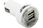 Chargeur voiture allume-cigare 2xUSB 2.1A + Câble USB type C 1m - Akashi Blanc