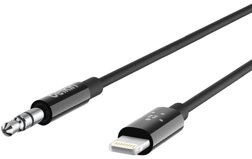 Belkin AV10172BT03-BLK - Câble audio jack 3,5 mm avec connecteur Lightning 90 cm