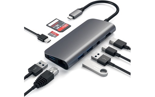 Satechi Adaptateur multimédia Gris sidéral - HDMI 4K, mini DisplayPort, USB 3.0