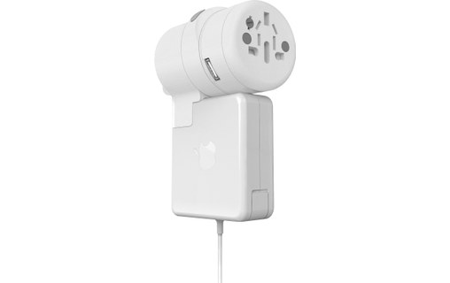 OneAdaptr Twist+ DUO - Chargeur international 2 ports USB + prise chargeur Apple