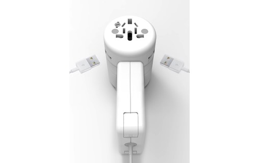 OneAdaptr Twist+ DUO - Chargeur international 2 ports USB + prise chargeur Apple
