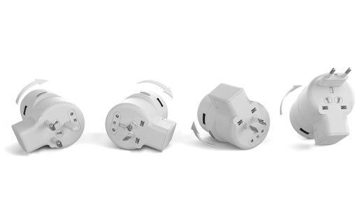 OneAdaptr Twist+ DUO - Chargeur international 2 ports USB + prise chargeur Apple