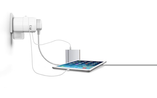 OneAdaptr Twist+ DUO - Chargeur international 2 ports USB + prise chargeur Apple