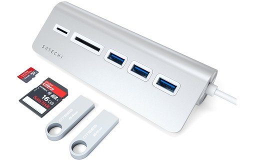 Satechi Hub Type-C Aluminium Argent - Hub USB 3.0 et lecteur de cartes