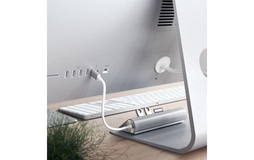 Satechi Hub Type-C Aluminium Gris sidéral - Hub USB 3.0 et lecteur de cartes