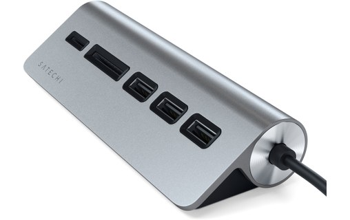 Satechi Hub Type-C Aluminium Gris sidéral - Hub USB 3.0 et lecteur de cartes