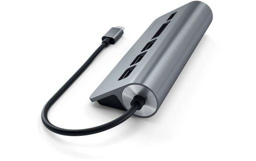 Satechi Hub Type-C Aluminium Gris sidéral - Hub USB 3.0 et lecteur de cartes
