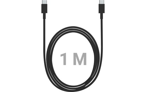 Câble de charge USB-C vers USB-C 1 m Noir (Mâle / Mâle)
