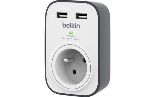 BELKIN SurgeCube - Prise parafoudre 2 x USB 2.0 2.4 A - Prise