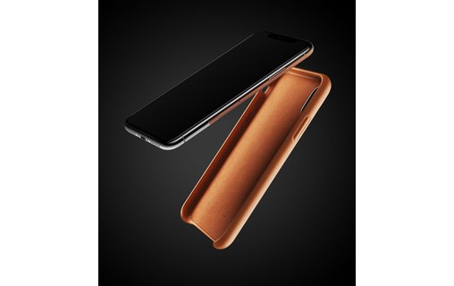 Mujjo Full Leather Case Tan - Coque pour iPhone XS Max