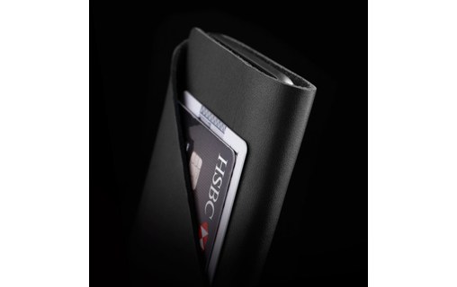 Mujjo Leather Wallet Sleeve Noir - Housse pour iPhone X / XS
