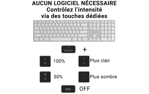Clavier AZERTY rétro-éclairé pour Mac - USB-C/USB-A - Gris sidéral - Matias