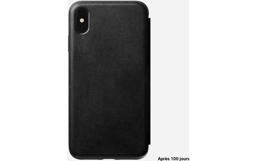 Nomad Rugged Folio Noir - Étui en cuir pour iPhone XS Max