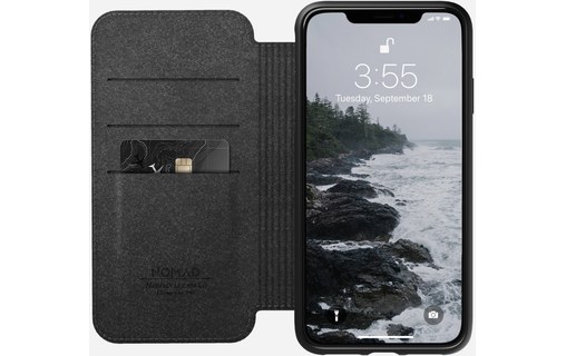 Nomad Rugged Folio Noir - Étui en cuir pour iPhone XS Max