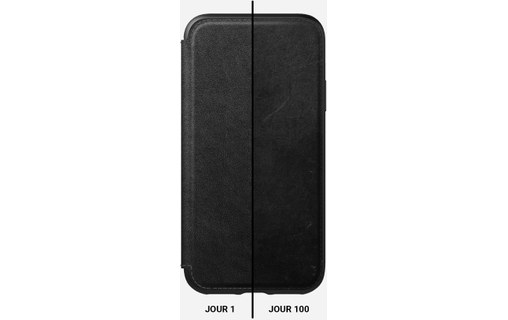 Nomad Rugged Folio Noir - Étui en cuir pour iPhone XS Max