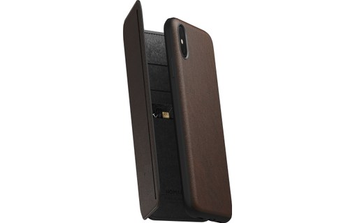 Nomad Rugged Tri-Folio Marron - Etui à rabat en cuir pour iPhone XS Max
