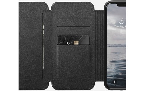 Nomad Rugged Tri-Folio Marron - Etui à rabat en cuir pour iPhone XS Max