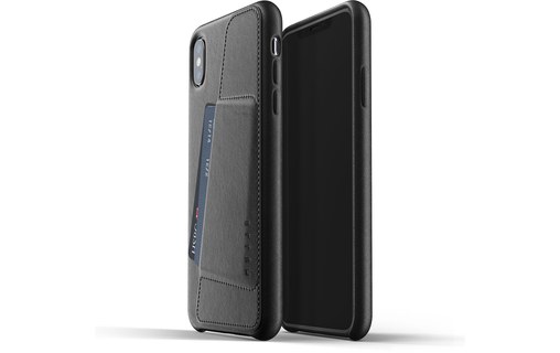 Mujjo Full Leather Wallet Case Noir - Coque pour iPhone XS Max