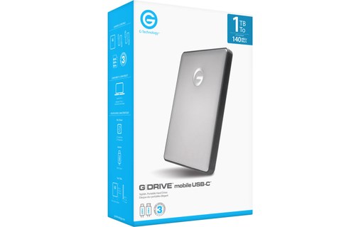 G-Technology G-DRIVE mobile USB-C 1 To Silver - Disque dur externe 2,5"