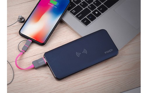 IDMIX Power Mint 8000 - Batterie externe 8000 mAh sans fil + USB-C + QC 3.0