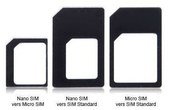 Lot adaptateurs carte SIM change nano SIM ou micro SIM en SIM ou micro SIM noir