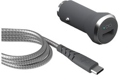 Force Power chargeur voiture iPhone / smartphone USB 2,4 A + câble USB-A / USB-C