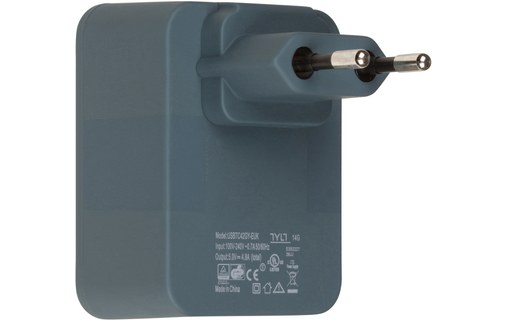 TYLT 4.8A-WALL Gris - Chargeur de voyage EU/US/UK avec 2 ports USB 2 x 2,4A