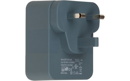TYLT 4.8A-WALL Gris - Chargeur de voyage EU/US/UK avec 2 ports USB 2 x 2,4A