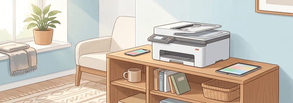 Imprimante multifonction jet d'encre compacte pour la maison avec impression depuis smartphone et tablette