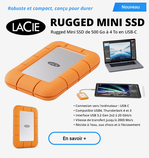 LaCie Rugged RAID Pro 4 To, lecteur de carte SD intégré et USB-C
