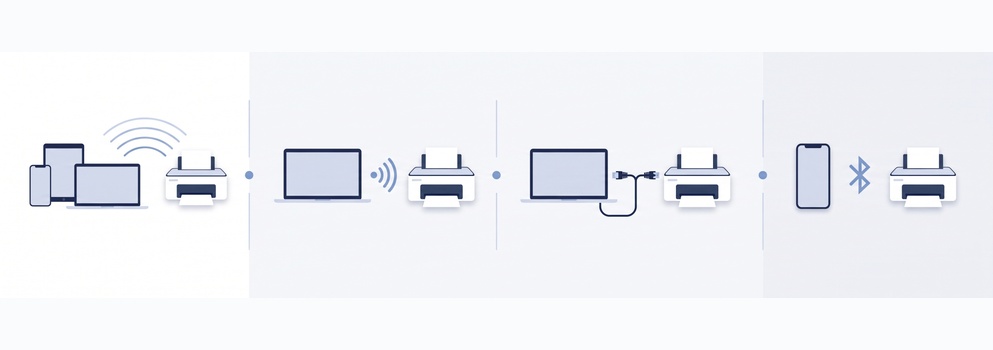 Comparaison des connexions pour imprimer depuis un Mac, un iPhone ou un iPad