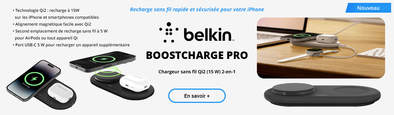 Chargeur sans fil Qi2 (15 W) 2-en-1