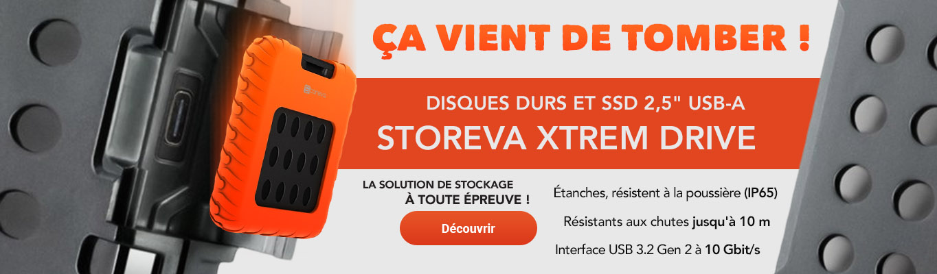 Slide Univers HDD et SSD Storeva Xtrem drive Orange USB-A
